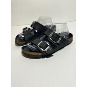Birkenstock Black Oiled Leather Arizona Big Buckle Sandals 39 Reg-Narrow 8-8.5